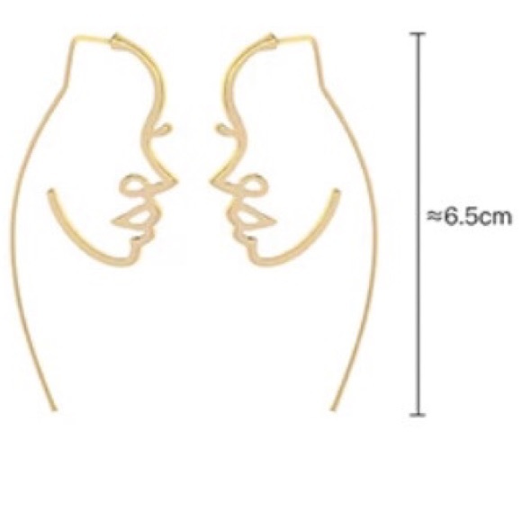 Silver Hollow Face Design Earrings - Picture 6 of 6